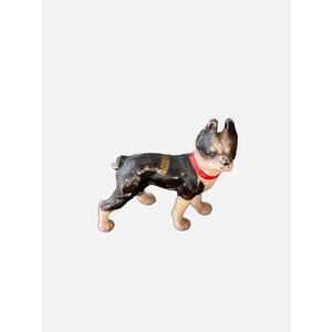 Antique Hubley Cast Iron Boston Terrier Dog Figurine Small Miniature Collectible